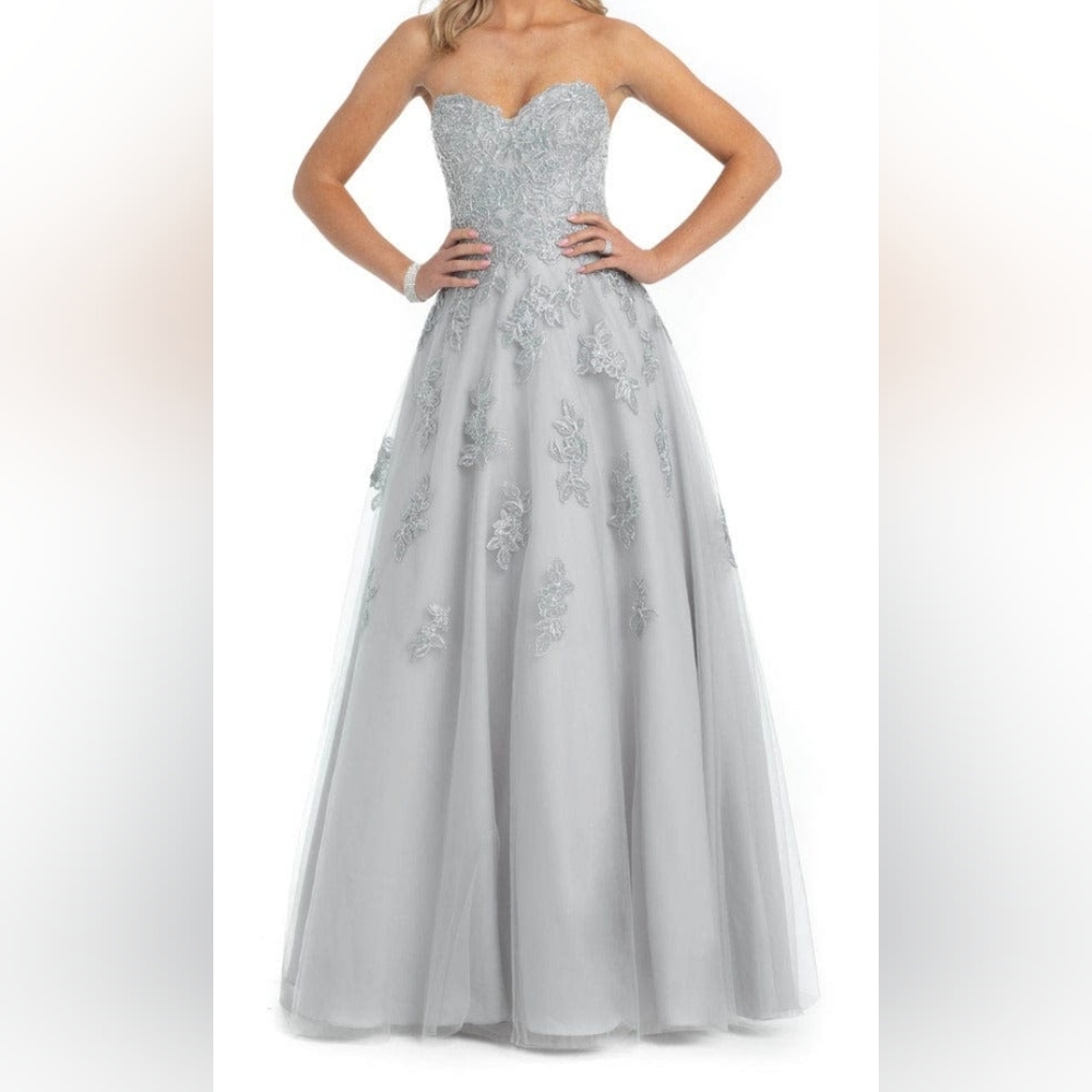Camille La Vie Metallic Lace Applique Sweetheart Tulle Ballgown